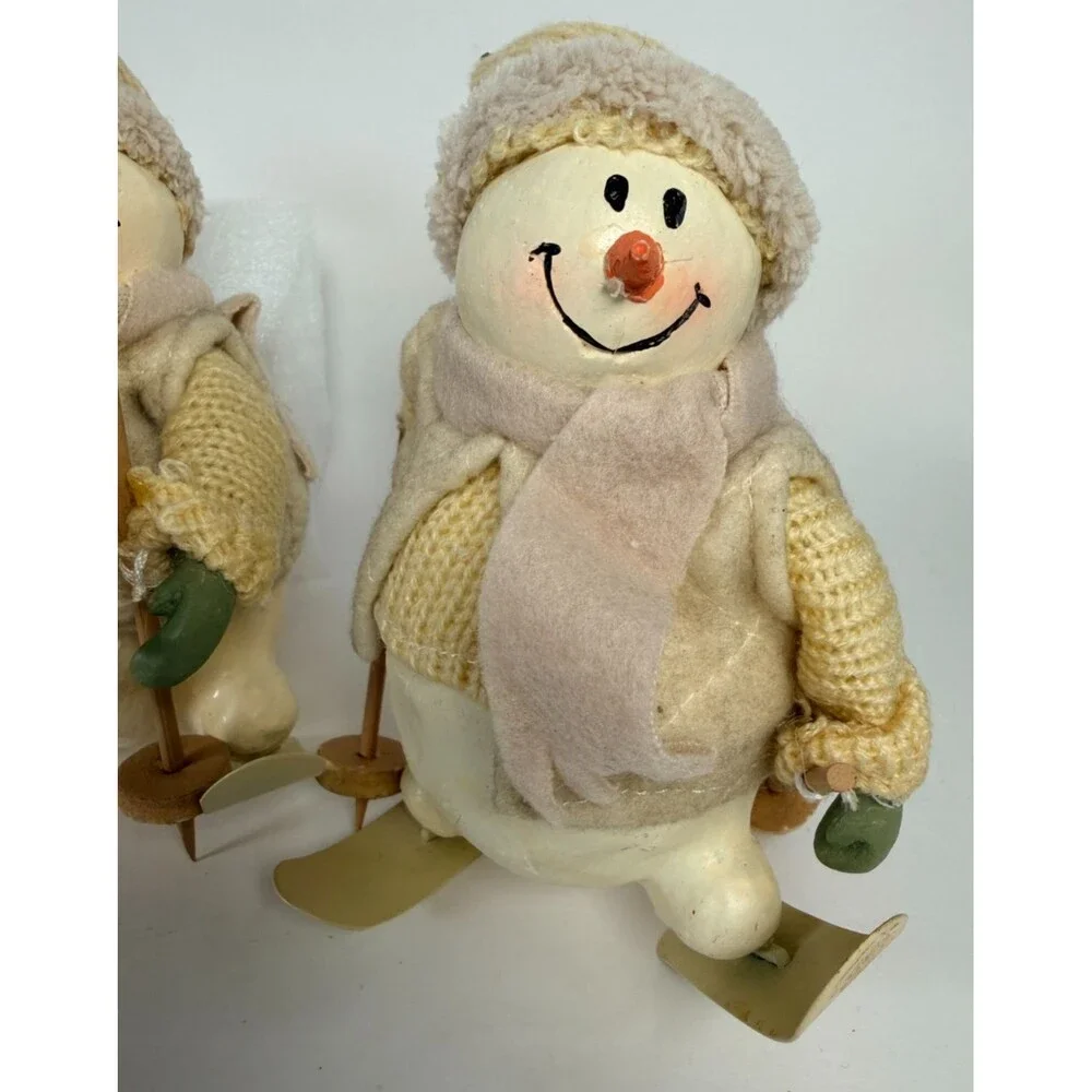 Vintage Skiing and Skating Snowmen Set of 4 Christmas Holiday Playful WinterREAD